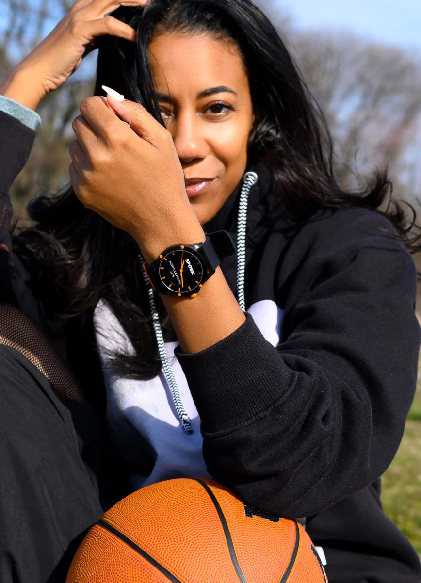 Unisex Basketball Edition, Black & Electric Orange - Image 2